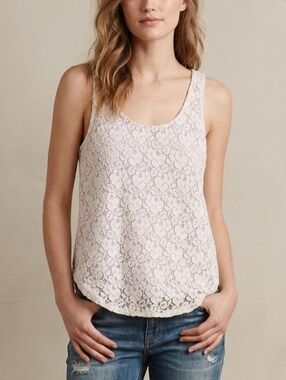 Sz S Aritzia Talula Betty Cotton Blend Floral Lace Sleeveless Tank Top Blouse